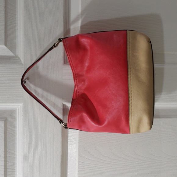 Coach Two-Tone Pink & Tan Leather Hobo Bag – Stylish Shoulder Purse - 11"x8"x4" - Picture 8 of 12